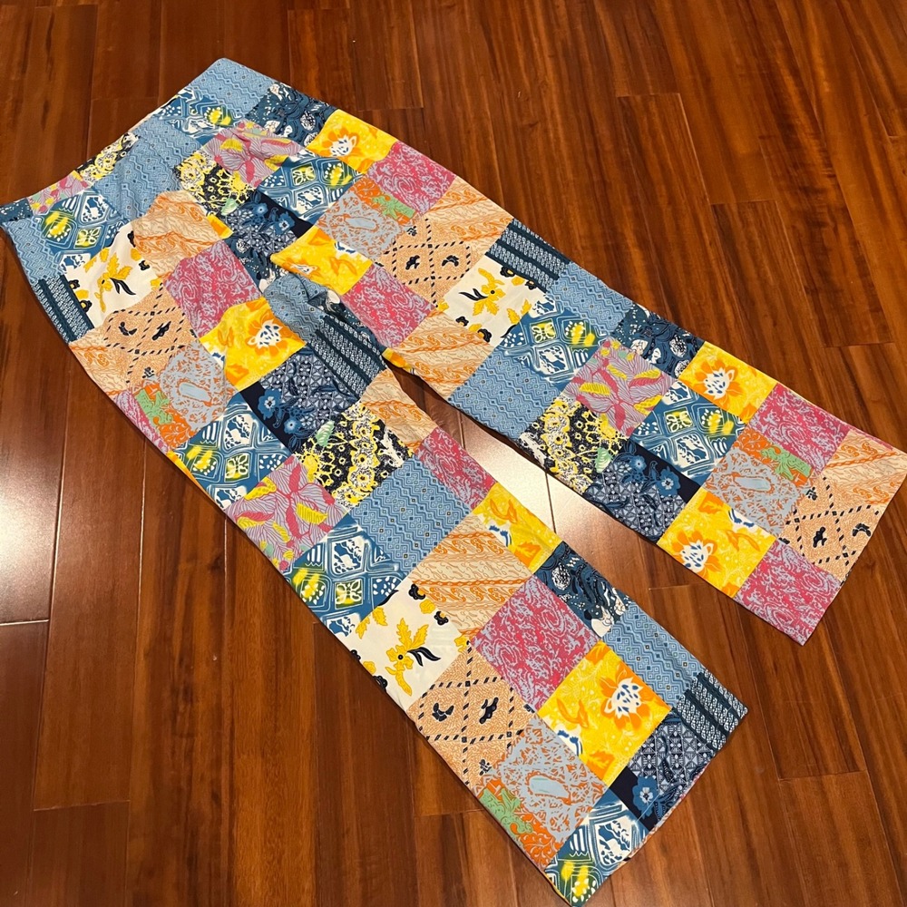 CIDER Patchwork Pants Multicolor Lightweight Stra… - image 3